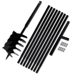 VIDAXL Tarière De Sol Avec Manche 200 Mm Et Tube D'extension 9 M Acier