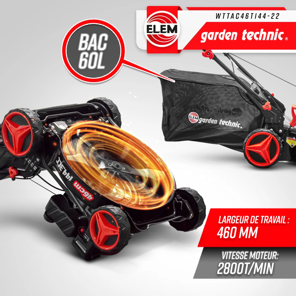 Tondeuse Thermique Autotractée 144.3cc - Largeur De Coupe 46cm - Elem Garden 4 Tondeuse Thermique Autotractée 144.3cc - Largeur De Coupe 46cm - Elem Garden – Image 4