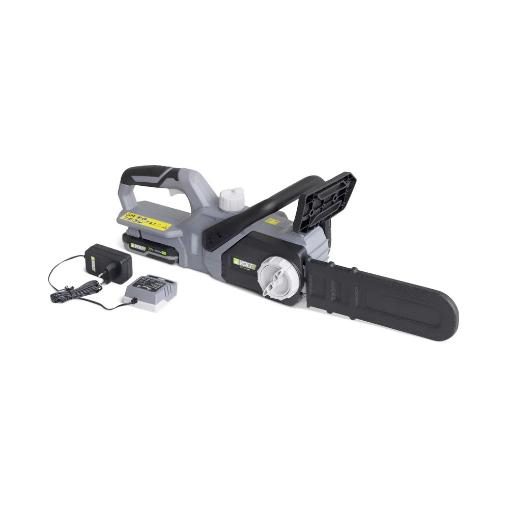 Voltr 20v– Tronçonneuse 25cm (10’’) – Avec Batterie Lithium 2.0ah + Chargeur 20v. Normes Ce 1 Voltr 20v– Tronçonneuse 25cm (10’’) – Avec Batterie Lithium 2.0ah + Chargeur 20v. Normes Ce