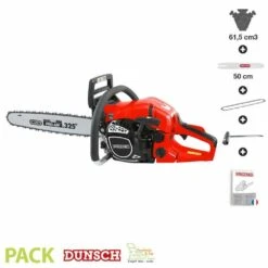 Tronçonneuse Thermique Professionnelle 62cc 3,2cv Guide Oregon 50 Cm Anti Vibration Dunsch Du32615-50c